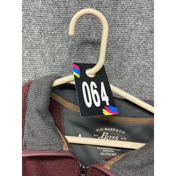 G.H. Bass 1/4 Zip Fleece Pullover Men’s Size XXL Burgundy Long Sleeve - Picture 8 of 8